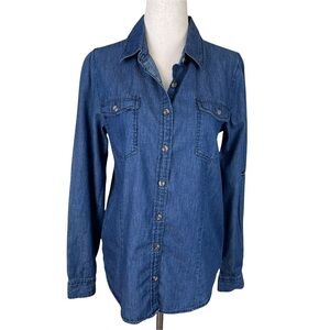 Love Notes Long Sleeve Chambray Top